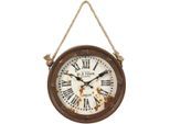 Wanduhr AMBIENTE HAUS "Old Town Schiffs Wanduhr 27,7cm", braun, B:5cm H:27,7cm, Wanduhren, Wanduhr