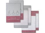 Geschirrtuch DYCKHOFF "Wichtel, mit Schriftzug Frohe Weihnachten, Streifen und Sternen", rot (rot, grau, weiß), B:50cm L:70cm, 100% Baumwolle, Geschirrtücher, Geschirrtuch, mit 3 verschiedenen Motiven, Maße je Tuch ca. 50x70 cm, 100% Baumwolle