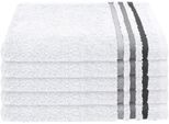 Gaestehandtuecher SCHIESSER "Skyline Color aus 100 % Baumwolle mit eleganter Streifenbordüre", weiß, B:30cm L:50cm, Frottier, Frottier, Handtücher, Gaestehandtuecher, MADE IN GREEN by OEKO-TEX