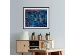 Bild QUEENCE "NYC", blau (farbe rahmen: schwarz, farbe bild(er): blau), B:40cm H:30cm, Acrylglas, Holz, Papier, Bilder, Bild, HD Premium Poster-Druck inkl. Holzrahmen