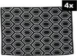 Badematte DONE. "DAILY SHAPES Ethno 4er-Set", schwarz, H:5mm, Baumwolle, Badematten, Badematte, Badvorleger aus 100% Baumwolle, Jacquardgewebt