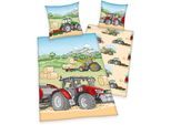 Kinderbettwäsche "Traktor", bunt, B/L: 135cm x 200cm, 1 Stk., 1 Stk., Renforcé, B/L: 80cm x 80cm, Renforcé, Obermaterial: 100% Baumwolle, HERDING YOUNG COLLECTION, Bettwäsche, Kinderbettwäsche, mit tollem Traktoren-Motiv