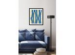 Bild QUEENCE "Newsha", blau (farbe rahmen: schwarz, farbe bild(er): blau), B:30cm H:40cm, Acrylglas, Holz, Papier, Bilder, Bild, HD Premium Poster-Druck inkl. Holzrahmen