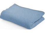 Wohndecke SETEX "Kuscheldecke", blau (rauchblau), B:150cm L:200cm, Baumwolle, Wohndecken, Wohndecke, mit Ziernaht in Melange-Optik, Kuscheldecke