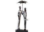 Dekofigur CASABLANCA BY GILDE "Skulptur Umbrella, silber", silber (silberfarben), B:14cm H:36cm T:11cm, Polyresin, Dekofiguren, Dekofigur, Dekoobjekt, Höhe 36 cm, antikfinish, mit Spruchanhänger, Wohnzimmer