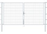 Zaundoppeltür ALBERTS "Flexo", silber (silberfarben), B:300cm H:160cm, Stahl, Tore, Zaundoppeltür, 300 cm Breite (150cm + 150cm), in versch. Höhen
