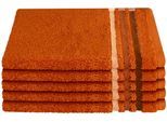 Gaestehandtuecher SCHIESSER "Skyline Color aus 100 % Baumwolle mit eleganter Streifenbordüre", orange (terrakotta), B:30cm L:50cm, Frottier, Frottier, Handtücher, Gaestehandtuecher, MADE IN GREEN by OEKO-TEX