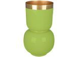 Tischvase GILDE "Vase Roro mit Goldrand", grün, B:18cm H:31,5cm T:18cm Ø:18cm, Metall, Vasen, Tischvase