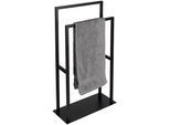 Handtuchständer WENKO "Modell Rivaltana", schwarz, B:46cm H:80cm T:20cm, Edelstahl, Metall, Handtuchhalter, Handtuchständer, freistehend, für Handtücher und Kleidung, Edelstahl, Industrial Style