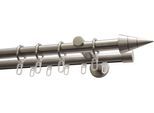 Gardinenstange GARDINIA "Set Kegel Metall" Gr. 1, silber (edelstahlfarben), L:160cm Ø:20mm, Aluminium, Gardinenstangen, Gardinenstange, 2-Lauf