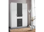 Kleiderschrank WIMEX "Joker", weiß (weiß, abgesetzt graphit), B:135cm H:199cm T:59cm, Schränke, Kleiderschrank, wahlweise mit Spiegel