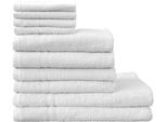 Handtuch Set DYCKHOFF "Kristall", weiß, 10 Stk., Walkfrottee, Walkfrottee, Obermaterial: 100% Baumwolle, Handtuch-Sets, Handtuch Set, mit feiner Bordüre, Duschtücher, Handtücher und Gästetücher