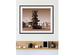 Bild QUEENCE "STATION", braun (farbe rahmen: schwarz, farbe bild(er): braun), B:70cm H:50cm, Acrylglas, Holz, Papier, Bilder, Bild, HD Premium Poster-Druck inkl. Holzrahmen