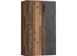 Schuhschrank FORTE "Boots", braun (old wood vintage, betonoptik), B:68,9cm H:120,4cm T:34,1cm, Dekorfolie, FSC-zertifizierter Holzwerkstoff, Metall, Schränke, Schuhschrank, Schuhkommode ca. 18 Paar Schuhe, Breite ca.69cm