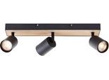 BRILLIANT Deckenstrahler "Jello Wood", schwarz (schwarz, holz), 3, H: 15cm, 1 Stk., Leuchten, Spotbalken schwenkbar, 15x42x8 cm, GU10, 345lm, 3000K, Metall/Holz, Deckenstrahler