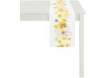 Tischband APELT "2202 SPRINGTIME, Frühjahrsdeko, Frühling", gelb (weiß, gelb), B:25cm L:175cm, Baumwolle, Tischdecken, Tischband