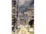 Leinwandbild QUEENCE "Stadt Wolkenkratzer", grau (farbe bild(er): grau), B:60cm H:60cm T:2cm, Canvas, Holzrahmen, Bilder, Leinwandbild, Premium-Leinwandstoff, Handarbeit aus Deutschland