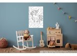 Wandsticker QUEENCE "Einhorn am Himmel", weiß, B:60cm H:90cm, Vinyl, Wandtattoos, Wandsticker, DIY-Wandsticker zum Bemalen