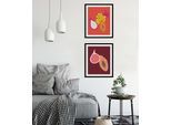 Bild QUEENCE "Neele", orange (farbe rahmen: schwarz, farbe bild(er): orange), B:40cm H:50cm, Acrylglas, Holz, Papier, Bilder, Bild, HD Premium Poster-Druck inkl. Holzrahmen
