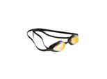 Schwimmbrille ARENA "AIR-SPEED MIRROR", gelb copper, schwarz, Sportbrillen, Schwimmbrille, für Erwachsene, mit Honigwaben-Dichtungen, Anti-Fog-Beschichtung
