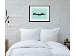 Bild QUEENCE "Berlin Skyline", blau (farbe rahmen: schwarz, farbe bild(er): blau), B:50cm H:40cm, Acrylglas, Holz, Papier, Bilder, Bild, HD Premium Poster-Druck inkl. Holzrahmen