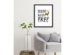 Bild QUEENCE "Young Wild Free", schwarz (farbe rahmen: schwarz, farbe bild(er): schwarz), B:30cm H:40cm, Acrylglas, Holz, Papier, Bilder, Bild, gerahmt