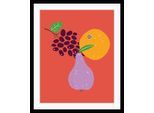 Bild QUEENCE "Eledor", bunt (farbe rahmen: schwarz, farbe bild(er): lila, blau, orange), B:40cm H:50cm, Acrylglas, Holz, Papier, Bilder, Bild, HD Premium Poster-Druck inkl. Holzrahmen