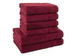 Handtuch Set HAMMETEX "6-teiliges Handtuch Set, 100% Baumwolle, Weich & Saugstark", rot (bordeaux), 6 Stk., Frottier, Frottier, Obermaterial: 100% Baumwolle, Handtuch-Sets, Handtuch Set, mit Bordüre, einfarbig, weich