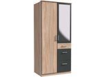 Kleiderschrank WIMEX "Click", grau (struktureichefarben hell, graphitfarben), B:90cm H:199cm T:58cm, Schränke, Kleiderschrank, mit Spiegel