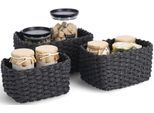 Aufbewahrungskorb ZELLER PRESENT, schwarz, B:24cm H:13cm T:18cm, Papier, Aufbewahrungsboxen, Aufbewahrungskorb, stapelbar