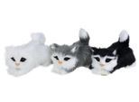 Dekofigur I.GE.A. "Tierfigur mini Katzen 3er Set", weiß, B:8cm H:7cm, Polyester, Dekofiguren, Dekofigur, Kunstfell Statue Ornament Dekotier Deko-Objekt Pelztier Plüschtier