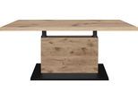 Couchtisch MÄUSBACHER "Lift Couchtisch", schwarz (vulkanschwarz supermatt, viking oak, viking oak), B/H/T: 120cm x 68cm x 70cm, Tische, Couchtisch, höhenverstellbar von 49-68 cm, Breite 120 cm, Metallgestell