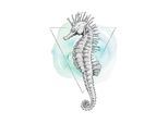 Bild KOMAR "Sea Horse Watercolor", bunt (farbe bild(er): bunt), B:50cm H:70cm, Holz, Papier, Bilder, Bild, Wandbild zur Dekoration - ohne Rahmen