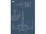 Bild KOMAR "Star Wars Blueprint X-Wing", schwarz-weiß (farbe bild(er): schwarz, weiß), B:50cm H:70cm, Holz, Papier, Bilder, Bild, Wandbild zur Dekoration im Kinderzimmer - ohne Rahmen