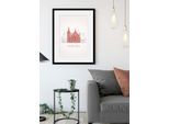 Bild QUEENCE "München Church", rot (farbe rahmen: schwarz, farbe bild(er): rot), B:30cm H:40cm, Acrylglas, Holz, Papier, Bilder, Bild, HD Premium Poster-Druck inkl. Holzrahmen