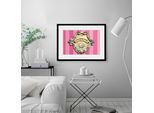 Bild QUEENCE "CHAMPAGNER BELL", rosa (farbe rahmen: schwarz, farbe bild(er): rosa, goldfarben), B:50cm H:40cm, Acrylglas, Holz, Papier, Bilder, Bild, HD Premium Poster-Druck inkl. Holzrahmen