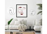 Bild QUEENCE "Sydney", rot (farbe rahmen: schwarz, farbe bild(er): rot), B:40cm H:50cm, Acrylglas, Holz, Papier, Bilder, Bild, HD Premium Poster-Druck inkl. Holzrahmen