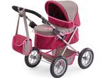 Puppenwagen BAYER "Trendy, rot/braun", rot (rot, braun), Puppenwagen, KinderB:39cm H:68cm T:68cm, Kunststoff, Metall, Stoff, Puppenwagen, mit Wickeltasche, B:39cm H:68cm T:68cm