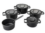 Topf-Set HANSEATIC "ALU PRO", schwarz, Töpfe, Topf-Set, mit Griffe aus Edelstahl, Glasdeckel, Induktion