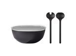 Schale MEPAL "Servierschale mit Deckel & Salatbesteck Silueta 5000 ml", schwarz (nordic schwarz), L:30,1cm, Schüsseln, Schale