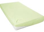 Spannbettlaken PRIMERA "Mako-Feinjersey Spannbetttuch", grün (hellgrün), L:200cm, Mako-Jersey, Obermaterial: 100% Baumwolle, Bettlaken, Spannbettlaken, Geeignet für Standardmatratzen bis 22 cm, 100% Baumwolle
