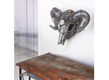 Wanddekoobjekt CASABLANCA BY GILDE "Steampunk Buffalo", silber (silberfarben), B:40cm H:31,5cm T:14cm, Kunstharz, Wanddekoobjekte, Wanddekoobjekt