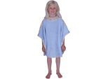 Badeponcho WÖRNER "Vogel", blau (sky), L:60cm, Baumwoll-Webfrottier, Hausmäntel, Badeponcho, Außenseite Kapuze und Schulteraufsatz aus bedrucktem Single-Jersey