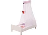 Puppenbett ROBA "Fienchen", rosa (weiß, rosa), Puppenmöbel, KinderB:30cm H:22cm T:52cm, Puppenbett, mit Himmel, B:30cm H:22cm T:52cm
