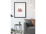 Bild QUEENCE "München Church", rot (farbe rahmen: schwarz, farbe bild(er): rot), B:50cm H:70cm, Acrylglas, Holz, Papier, Bilder, Bild, HD Premium Poster-Druck inkl. Holzrahmen