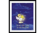 Bild QUEENCE "Laura's Stern", blau (farbe rahmen: schwarz, farbe bild(er): blau, goldfarben), B:30cm H:40cm, Acrylglas, Holz, Papier, Bilder, Bild, HD Premium Poster-Druck inkl. Holzrahmen