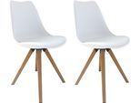 Esszimmerstuhl BYLIVING "Kira", weiß (weiß, eiche optik), B:48cm H:86cm T:56cm, Stühle, Esszimmerstuhl, Sitzschale mit Sitzkissen, in verschiedenen Farben