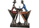Dekofigur CASABLANCA BY GILDE "Skulptur "Table for two", braun (bronzefarben), B:21cm H:25cm T:8cm, Kunstharz, Dekofiguren, Dekofigur, Bunte Kleidung, Antikfinish, Holzoptik-Basis