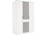 Kleiderschrank WIMEX "Joker", grau (weiß, betonfarben lichtgrau), B:135cm H:199cm T:59cm, Schränke, Kleiderschrank, wahlweise mit Spiegel