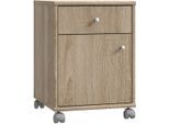 Rollcontainer FORTE "Tempra", braun (sonoma eiche), B:38,6cm H:54,1cm T:42cm, Dekorfolie, Holzwerkstoff, Rollwagen, Rollcontainer